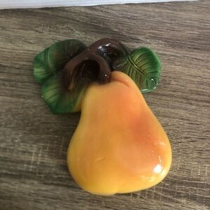 Vtg Vibrant Pear Chalkware Wall Art
